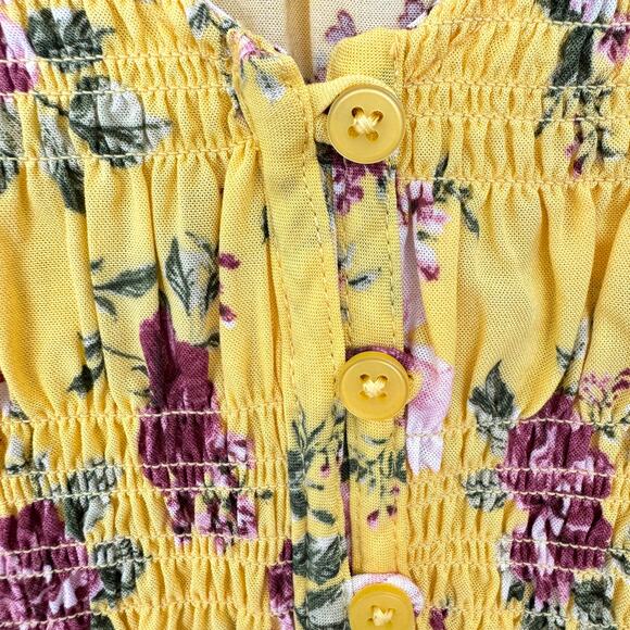 Torrid Womens Challis Smocked 3/4 Sleeve Top Blouse Size 1X Floral Flowy Yellow - Picture 4 of 7